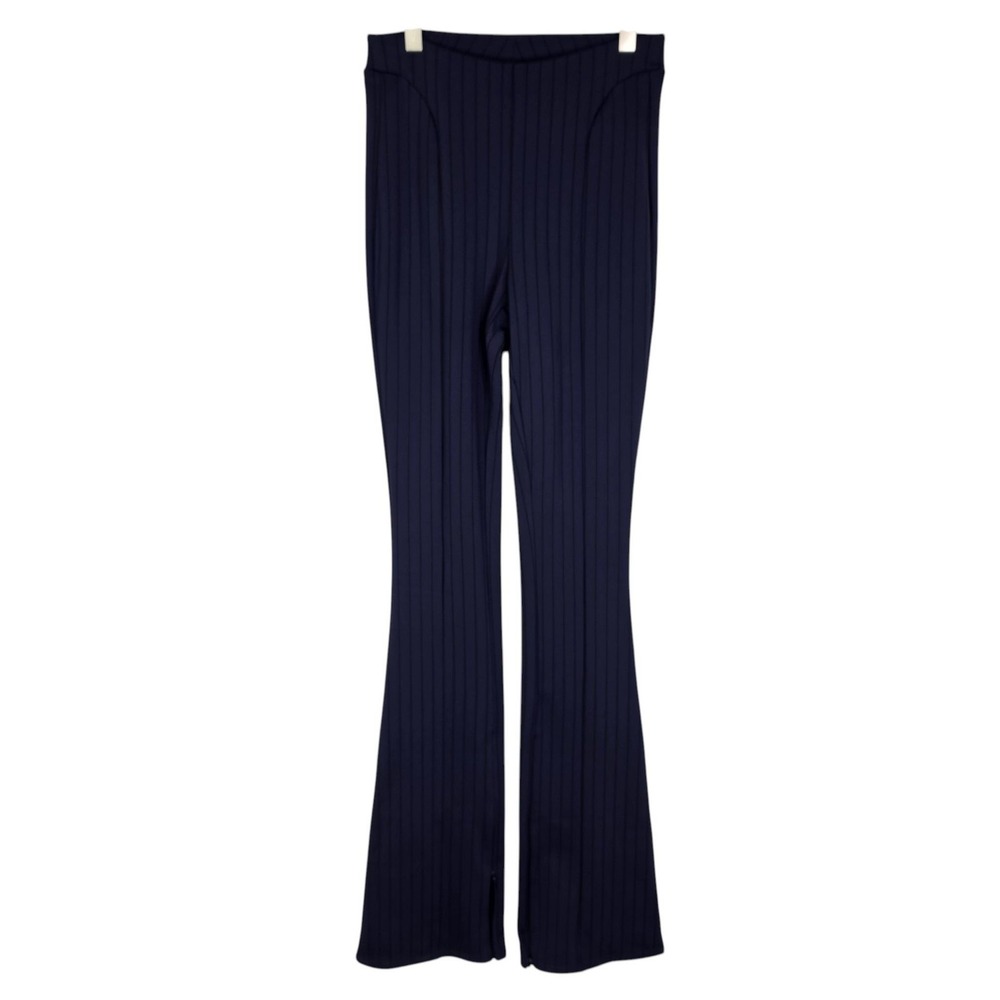 ALO YOGA Pinstripe Zip It Flare Pants Womens XS Blue Stretch Pull On